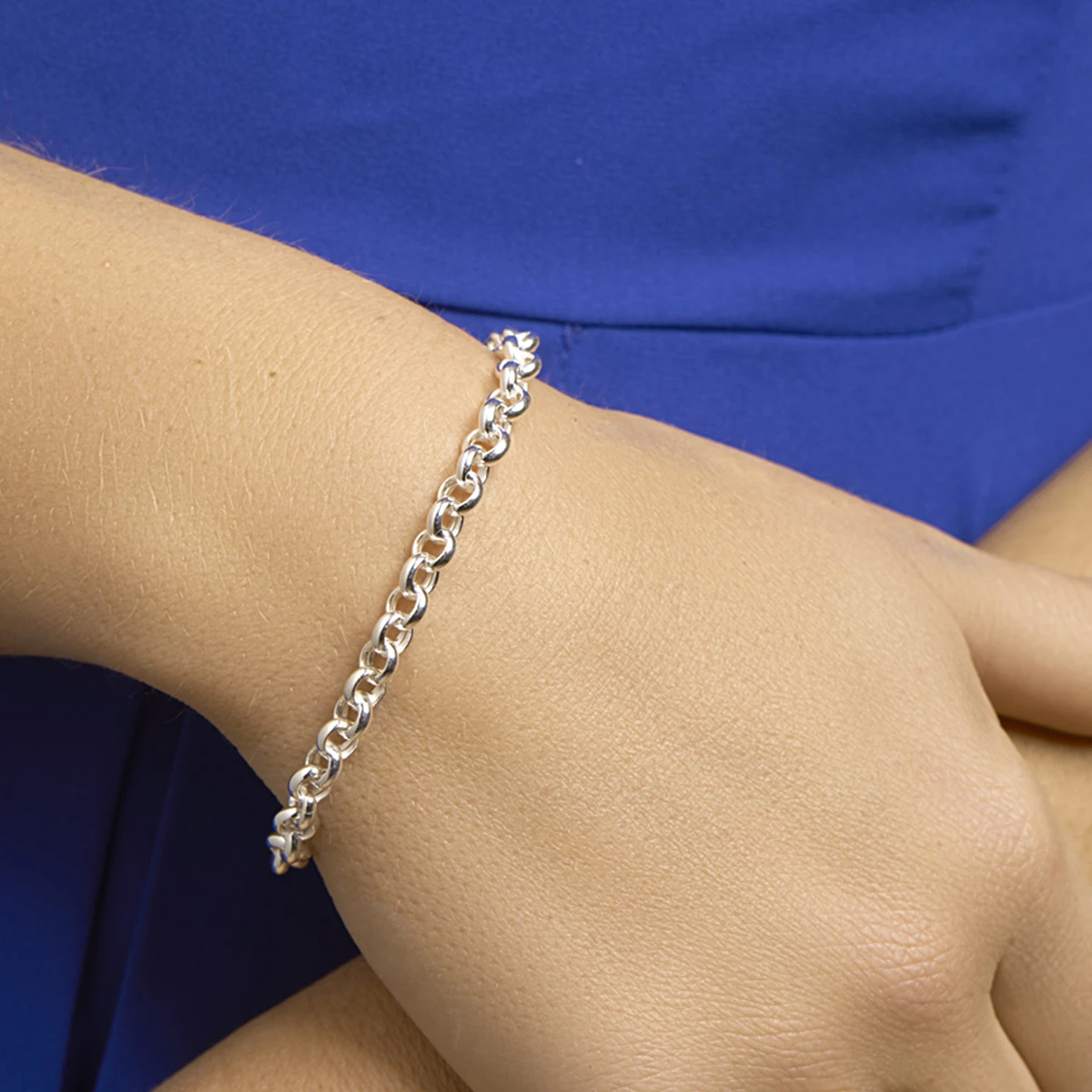 armband jasseron 5,5 mm met groot veerslot zilver wit