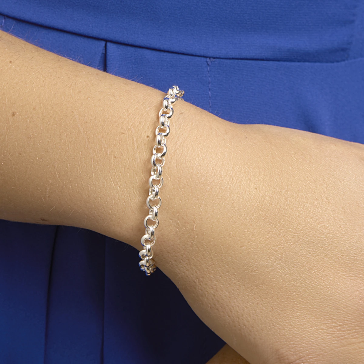 armband jasseron 5,5 mm met groot veerslot zilver wit