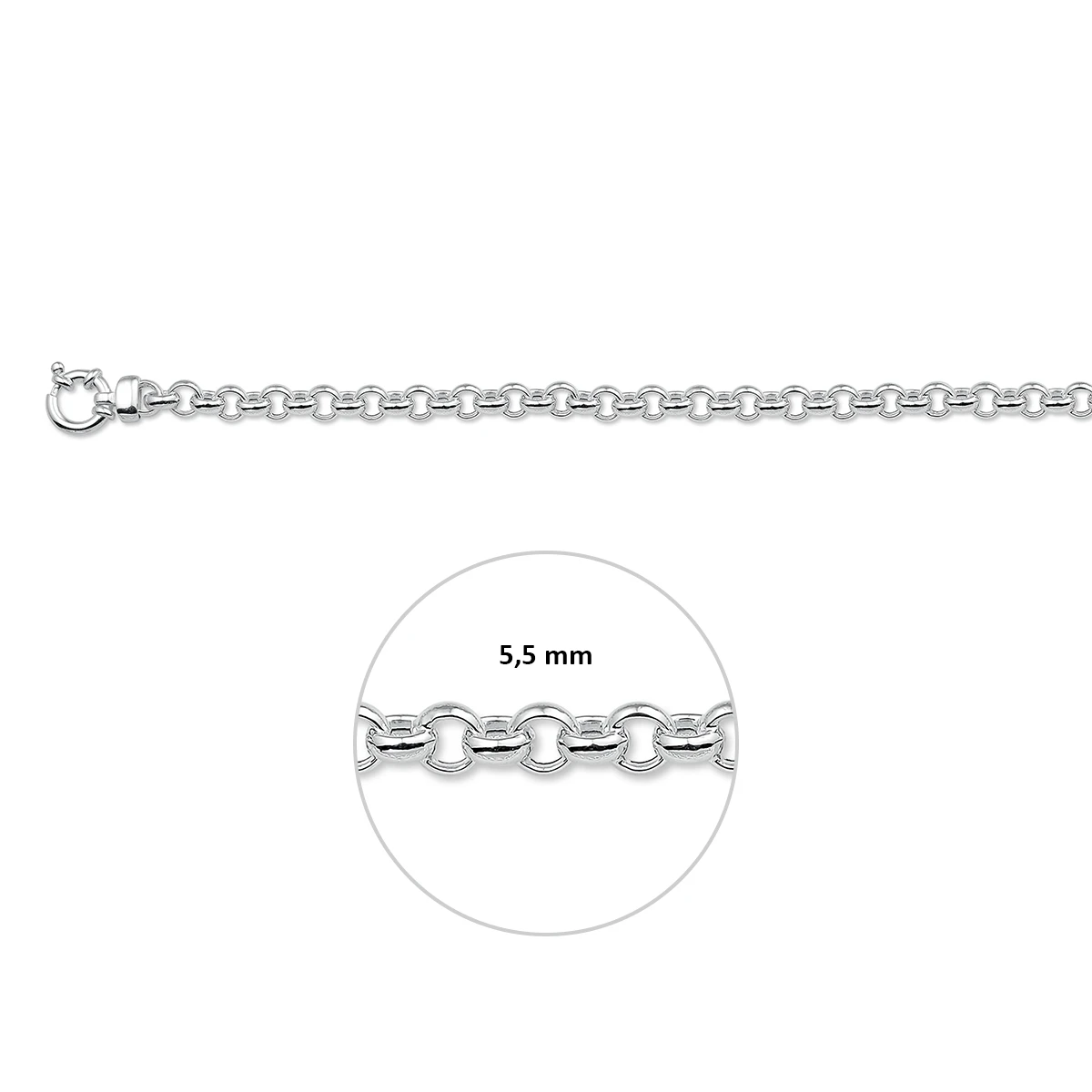 armband jasseron 5,5 mm met groot veerslot zilver wit