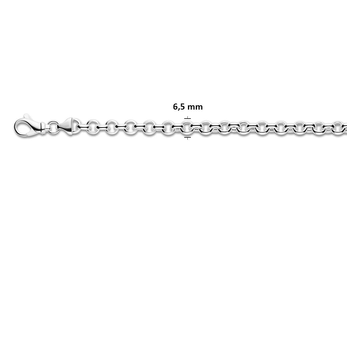 armband jasseron 6,5 mm 19 cm zilver gerhodineerd