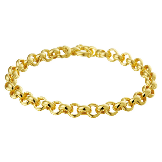armband jasseron 6,5 mm met groot veerslot 14K geelgoud