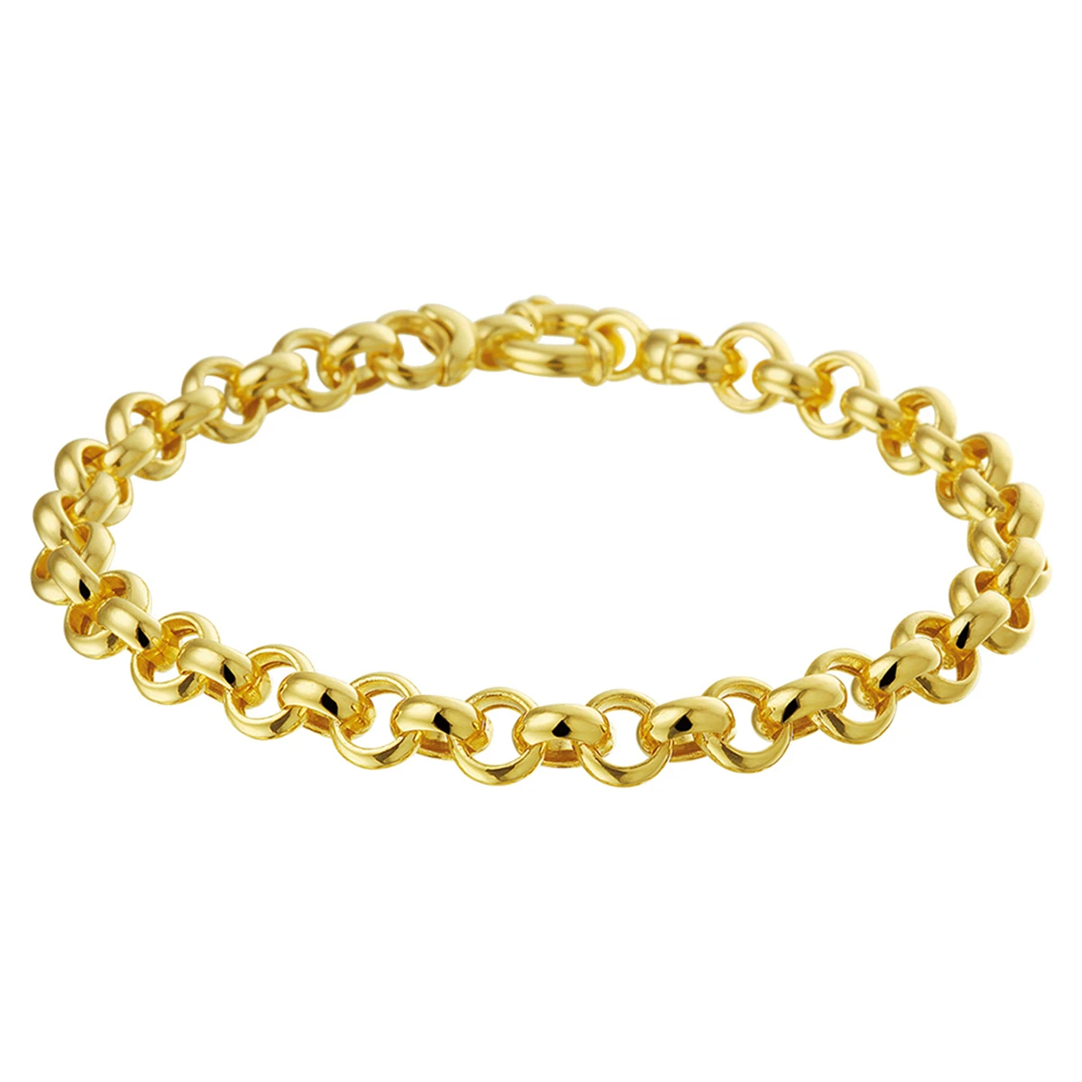 armband jasseron 6,5 mm met groot veerslot 14K geelgoud