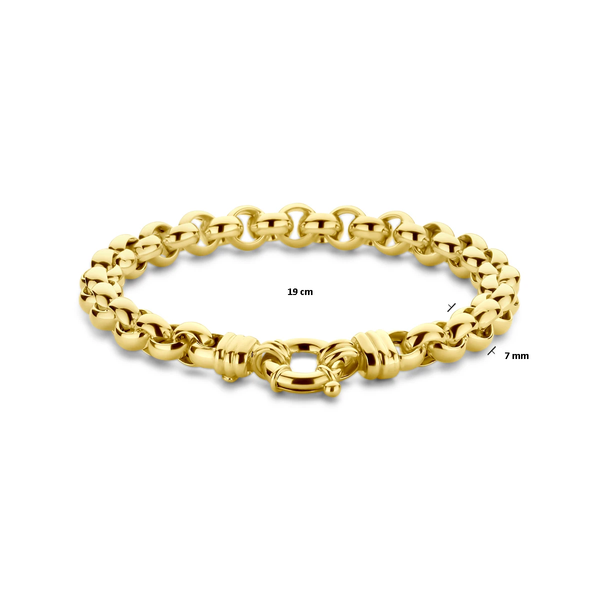 jasseron 7,0 mm met groot veerslot 14K geelgoud