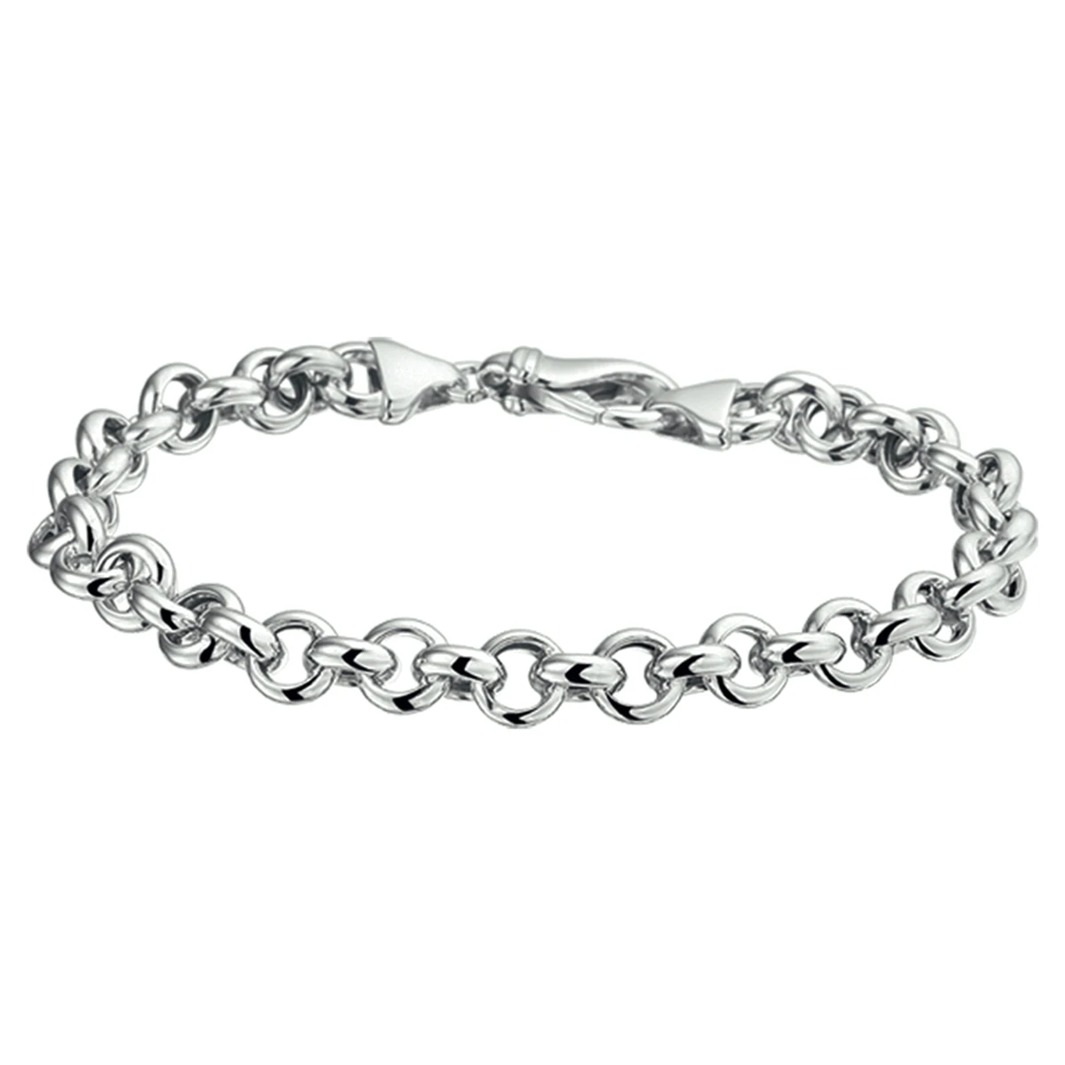 armband jasseron 7 mm 19,5 cm zilver gerhodineerd