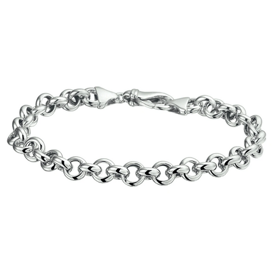 armband jasseron 7 mm 19,5 cm zilver gerhodineerd