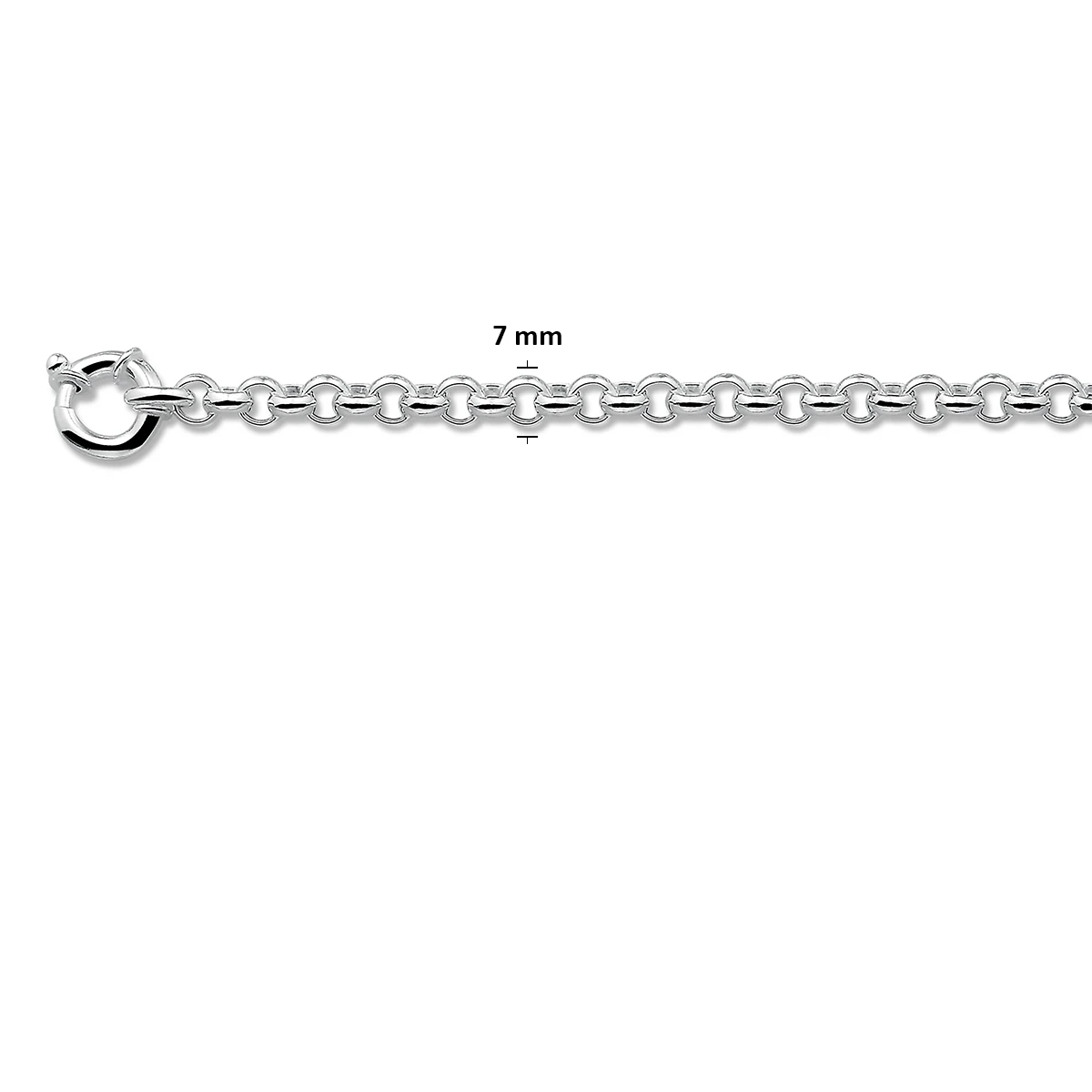 armband jasseron 7 mm met groot veerslot zilver wit