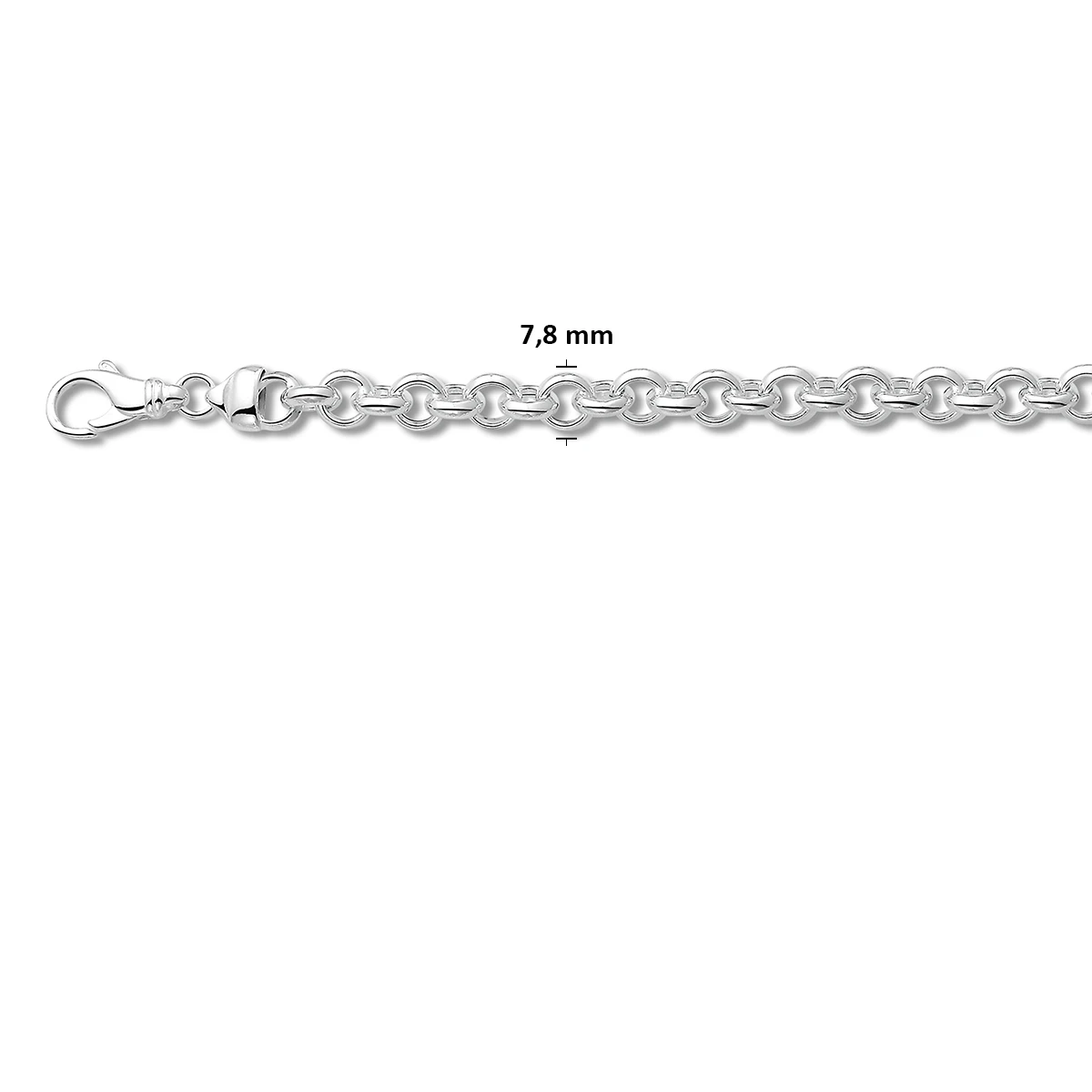 armband jasseron 7,8 mm 20 cm zilver wit