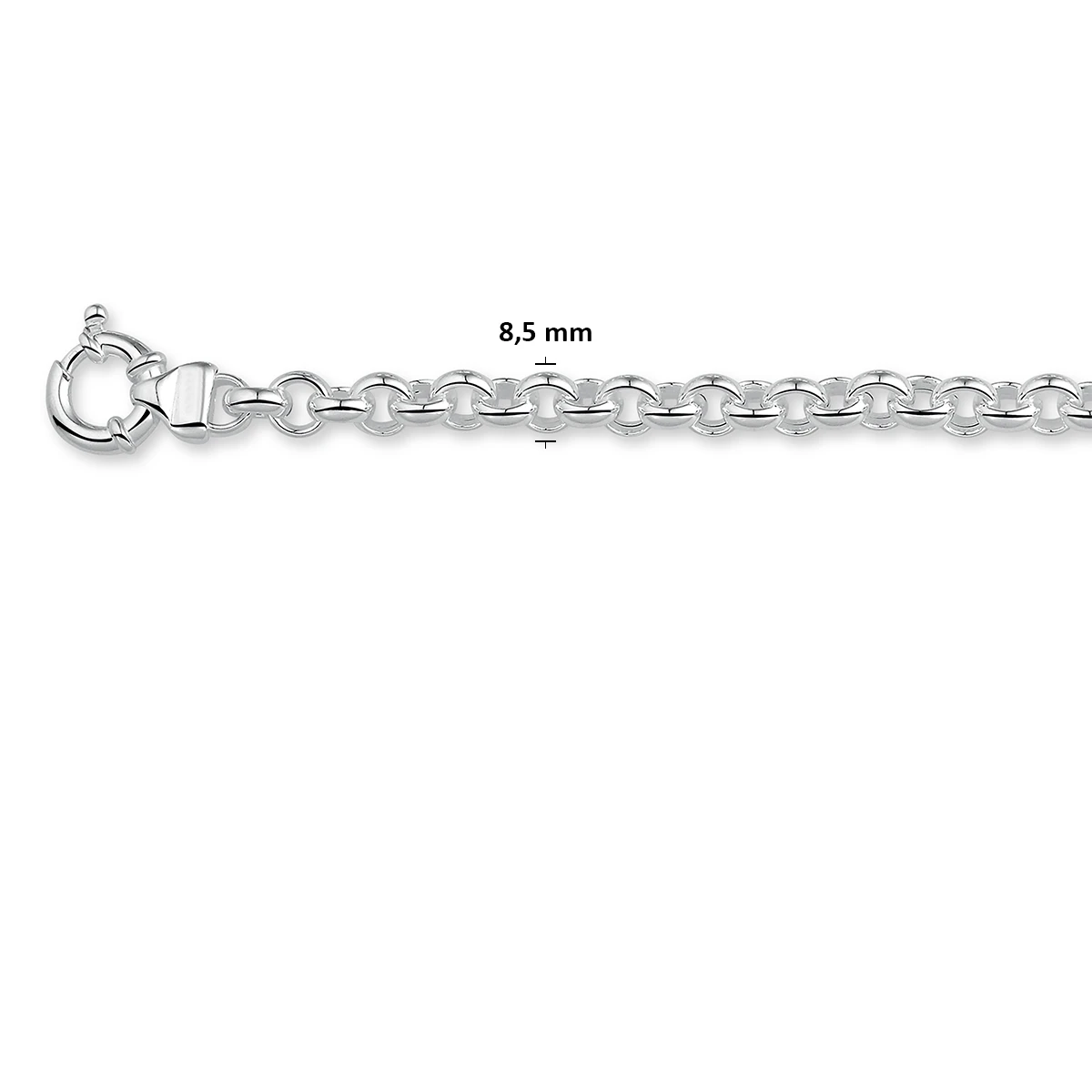 armband jasseron 8,5 mm met groot veerslot zilver wit