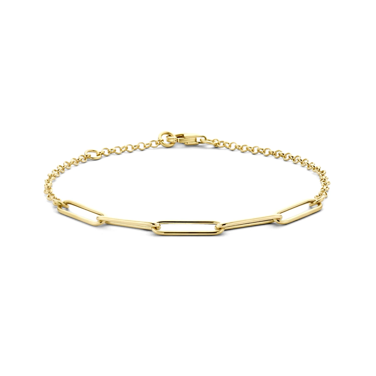 armband jasseron en paperclip ronde buis 4,0 mm 17 - 19 cm 14K geelgoud