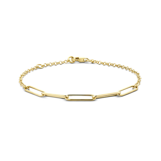 armband jasseron en paperclip ronde buis 4,0 mm 17 - 19 cm 14K geelgoud