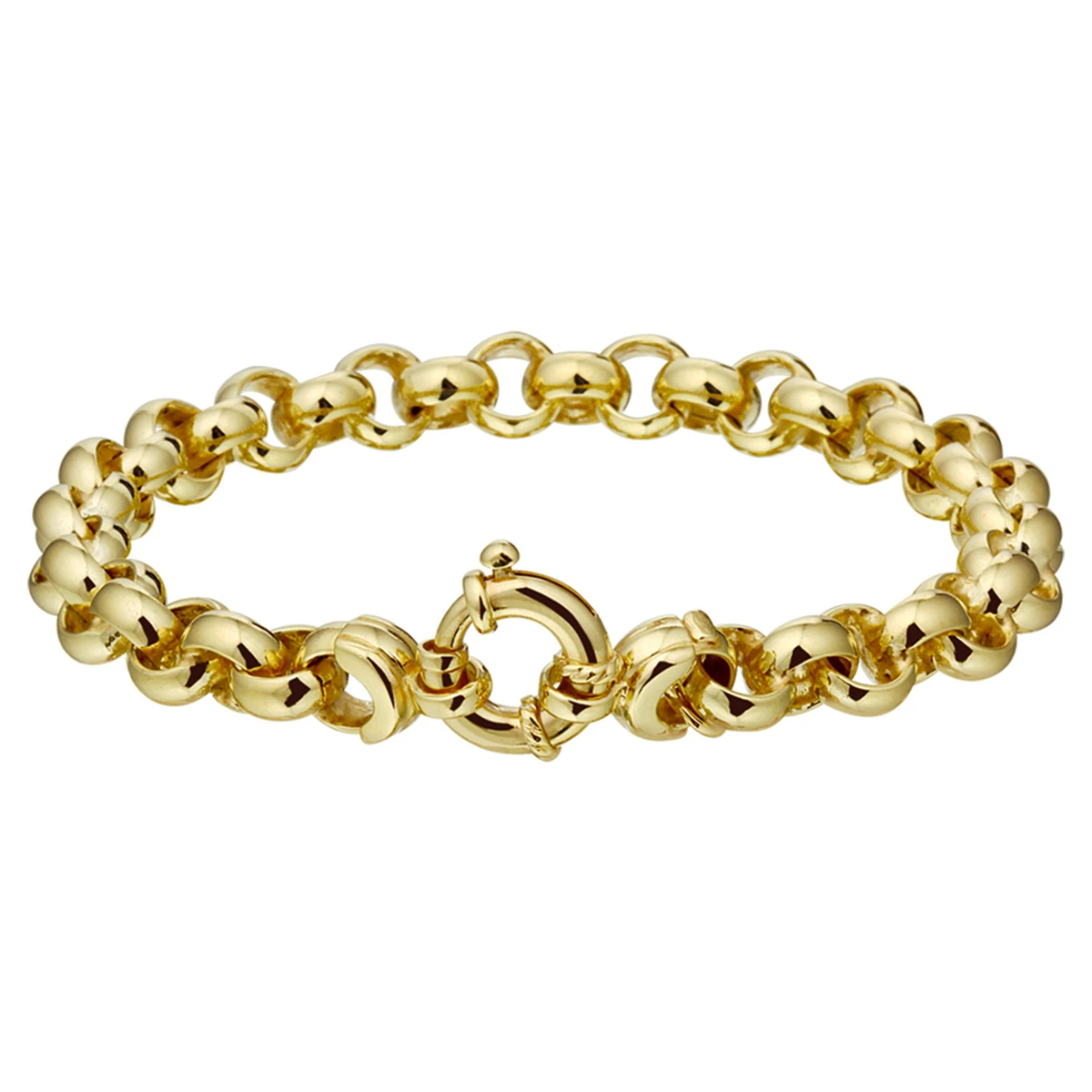 armband jasseron massief 8 mm 20 cm met groot veerslot silgold (geel met zilverkern)