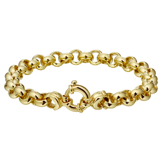 armband jasseron massief 8 mm 20 cm met groot veerslot silgold (geel met zilverkern)