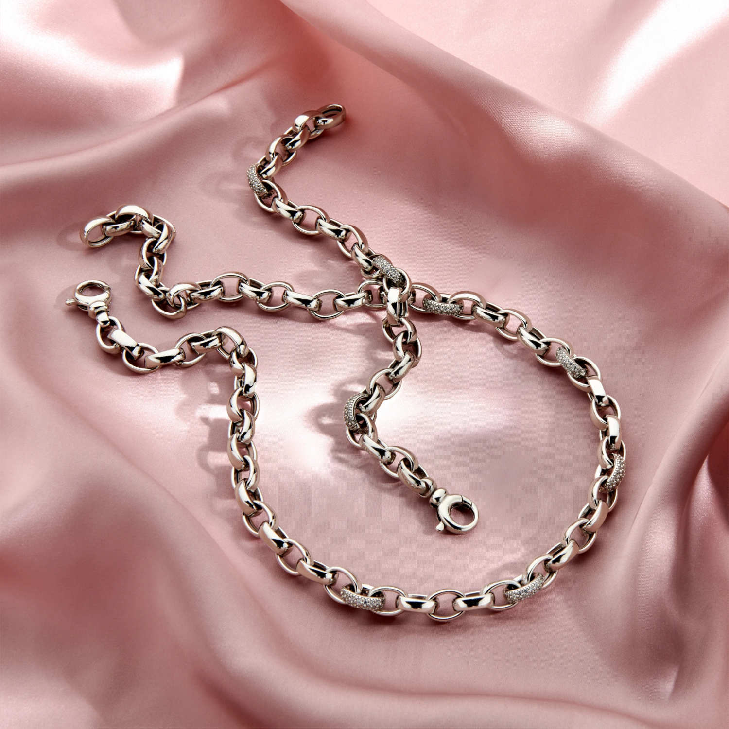 armband jasseron ovaal 7,5 mm zirkonia 19 cm zilver gerhodineerd