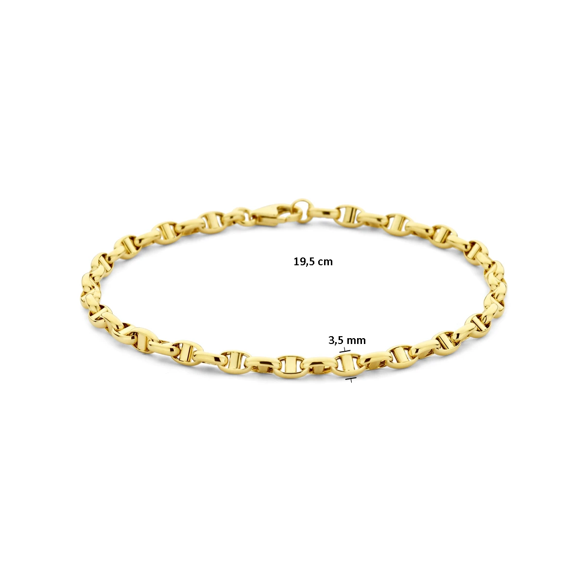 armband jasseron ovaal met balkje 3,5 mm 14K geelgoud