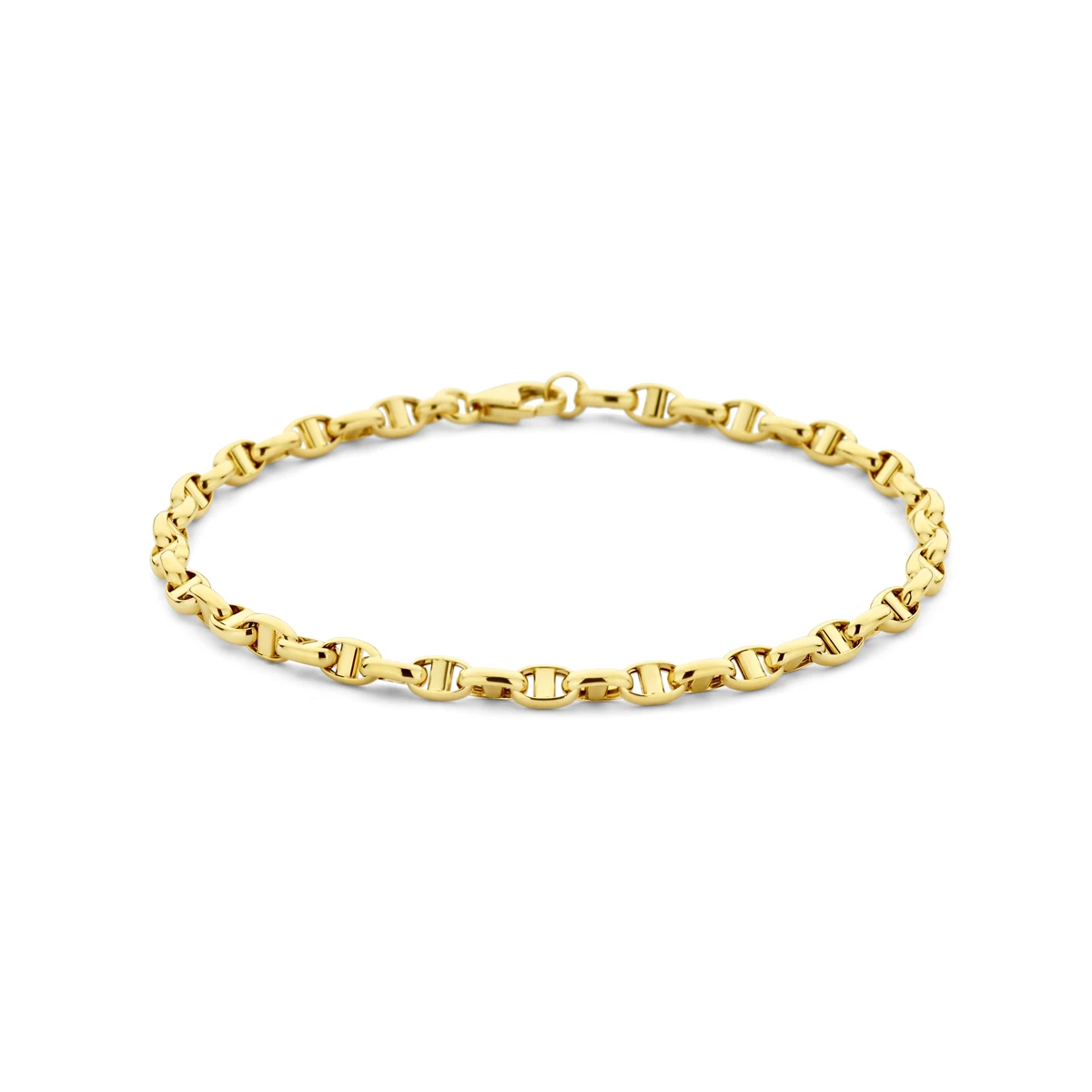 armband jasseron ovaal met balkje 3,5 mm 14K geelgoud