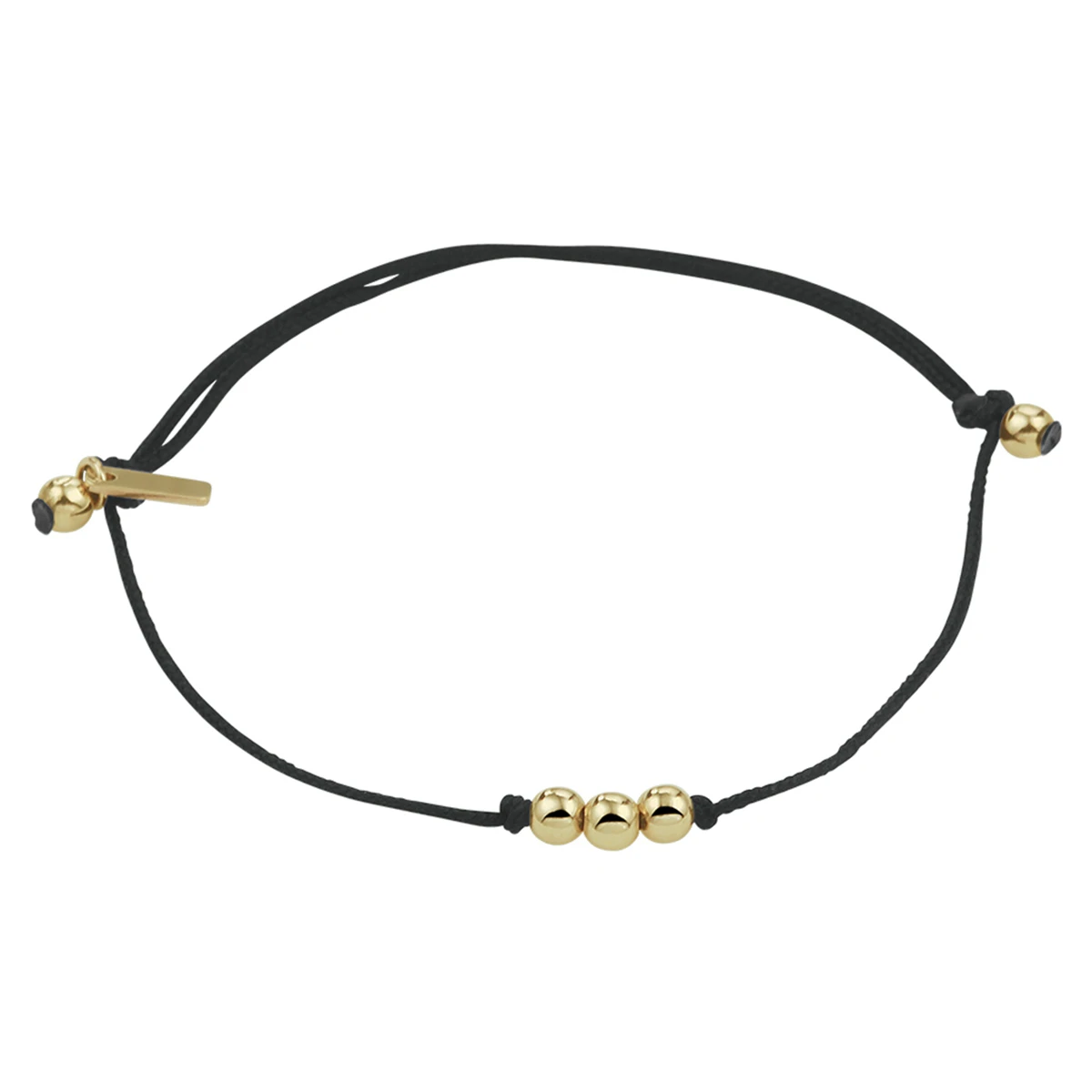 armband katoen bolletjes 13 - 19 cm 14K goud met rubber/nylon/leer