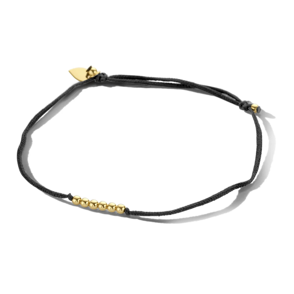 armband katoen bolletjes 22 cm zilver verguld (met rubber/nylon/leer)