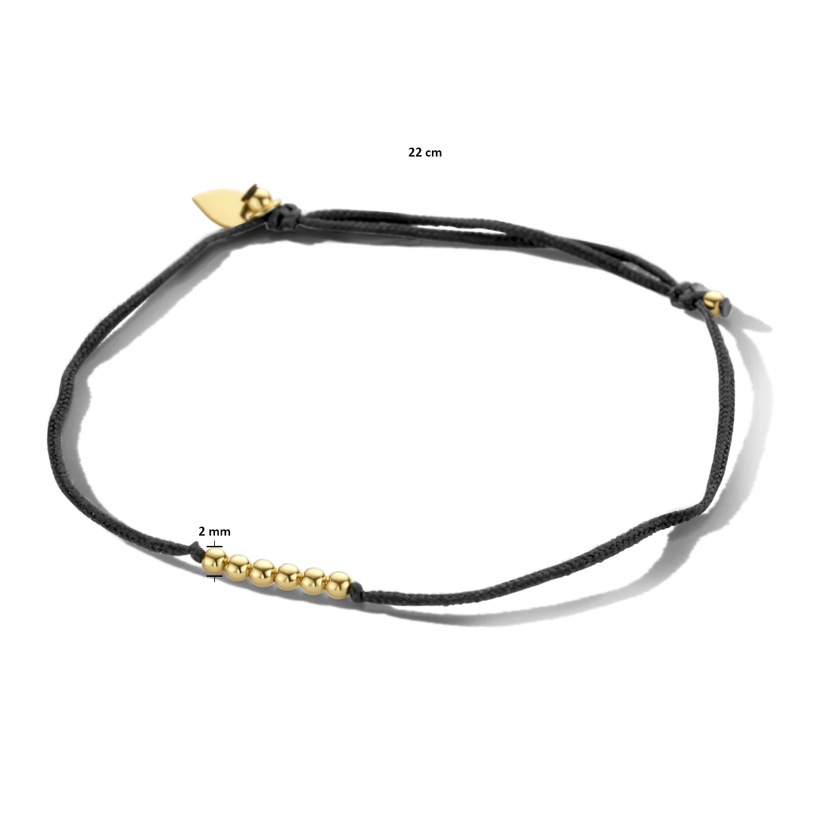 armband katoen bolletjes 22 cm zilver verguld (met rubber/nylon/leer)