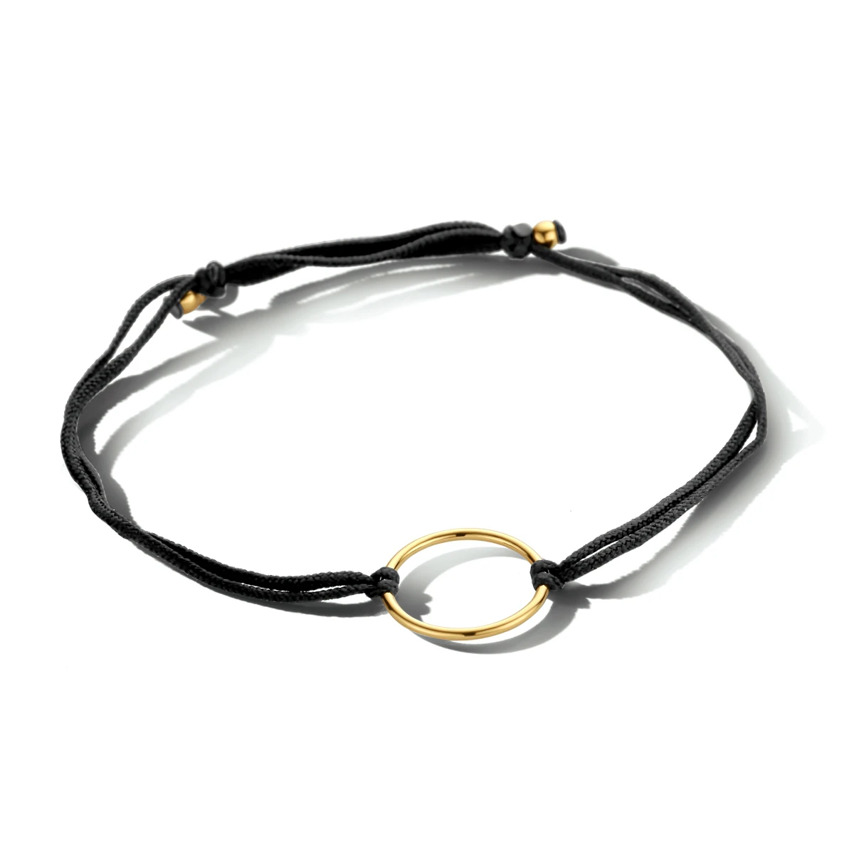 armband katoen rondje 22 cm zilver verguld (met rubber/nylon/leer)