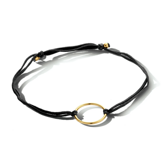 armband katoen rondje 22 cm zilver verguld (met rubber/nylon/leer)