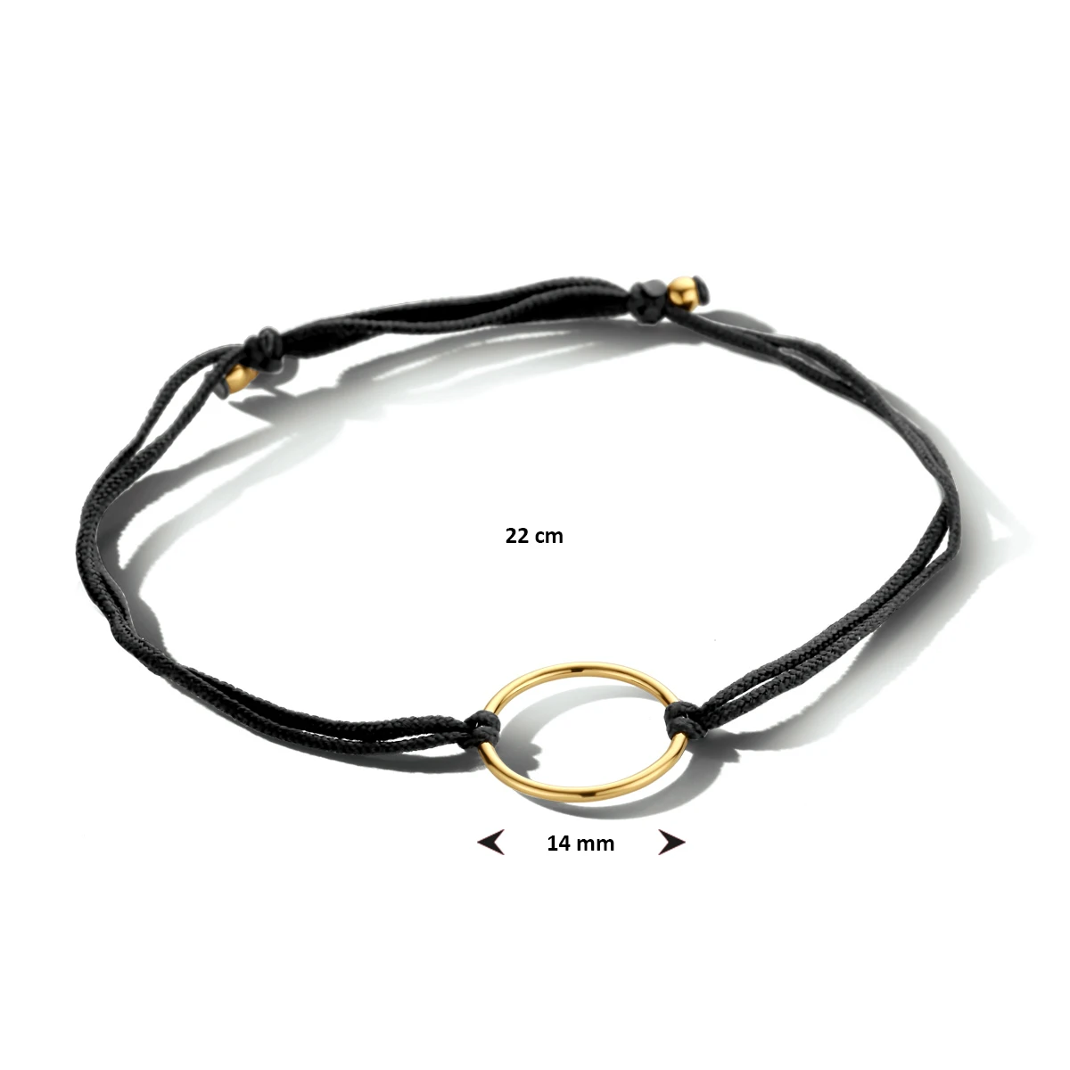 armband katoen rondje 22 cm zilver verguld (met rubber/nylon/leer)