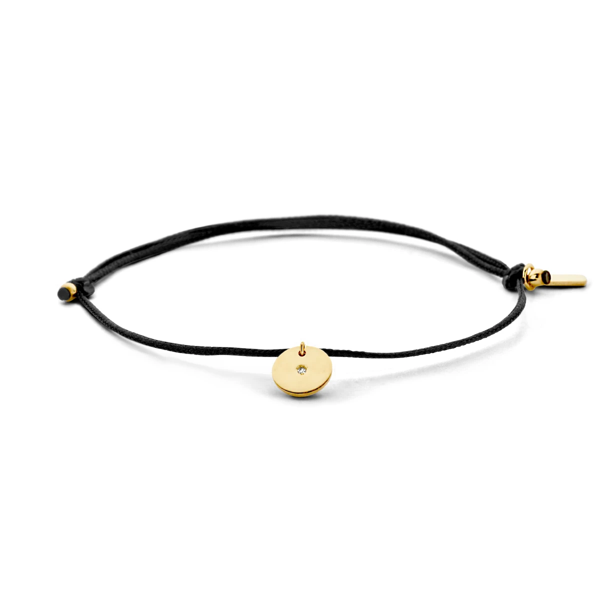 armband katoen rondje diamant 0.005ct h si 22 cm 14K goud met rubber/nylon/leer