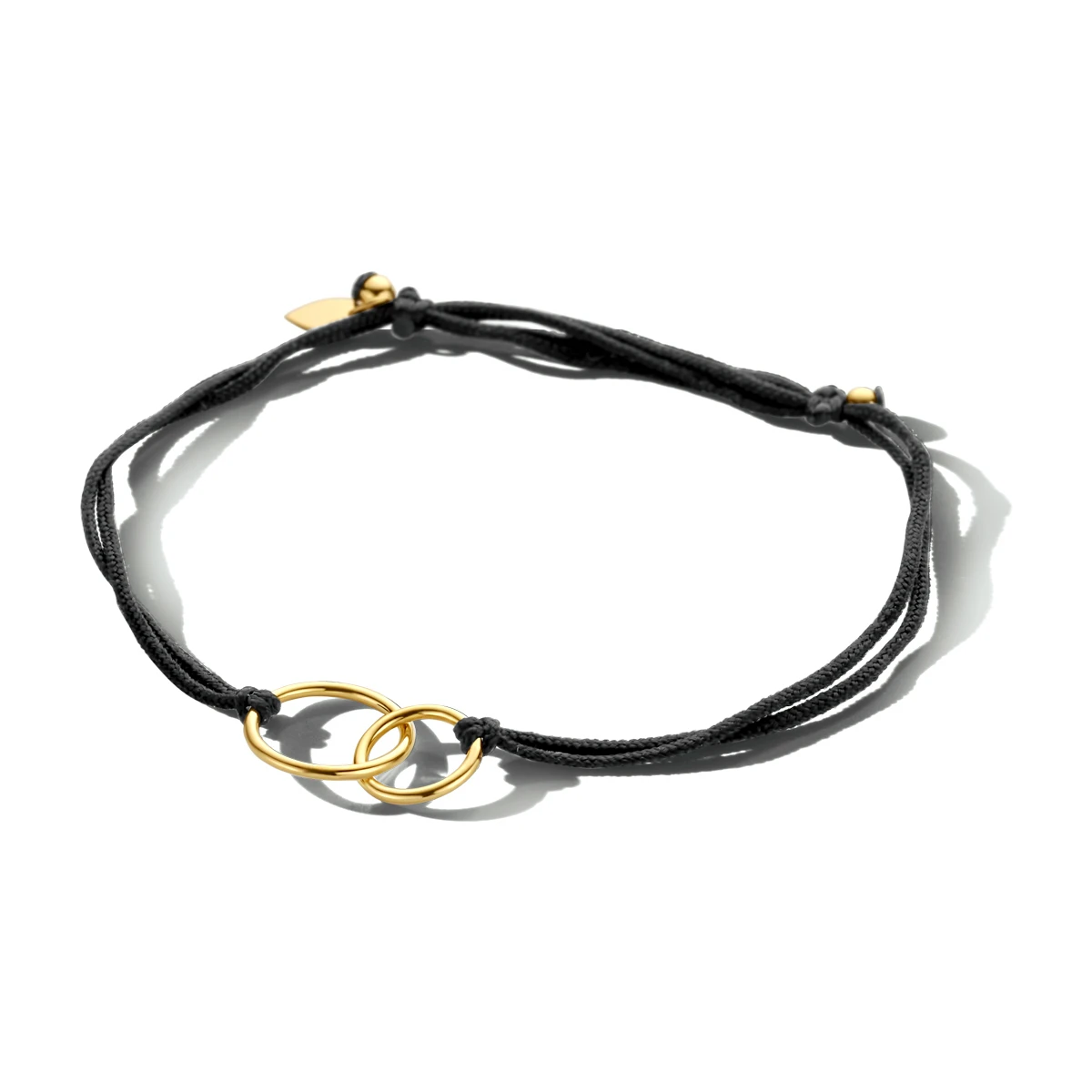 armband katoen rondjes 22 cm zilver verguld (met rubber/nylon/leer)