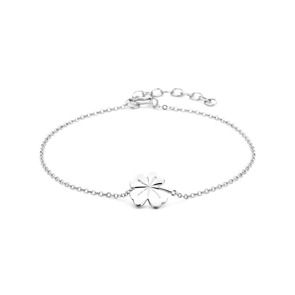 armband klaver 1,0 mm 17 + 3 cm zilver gerhodineerd