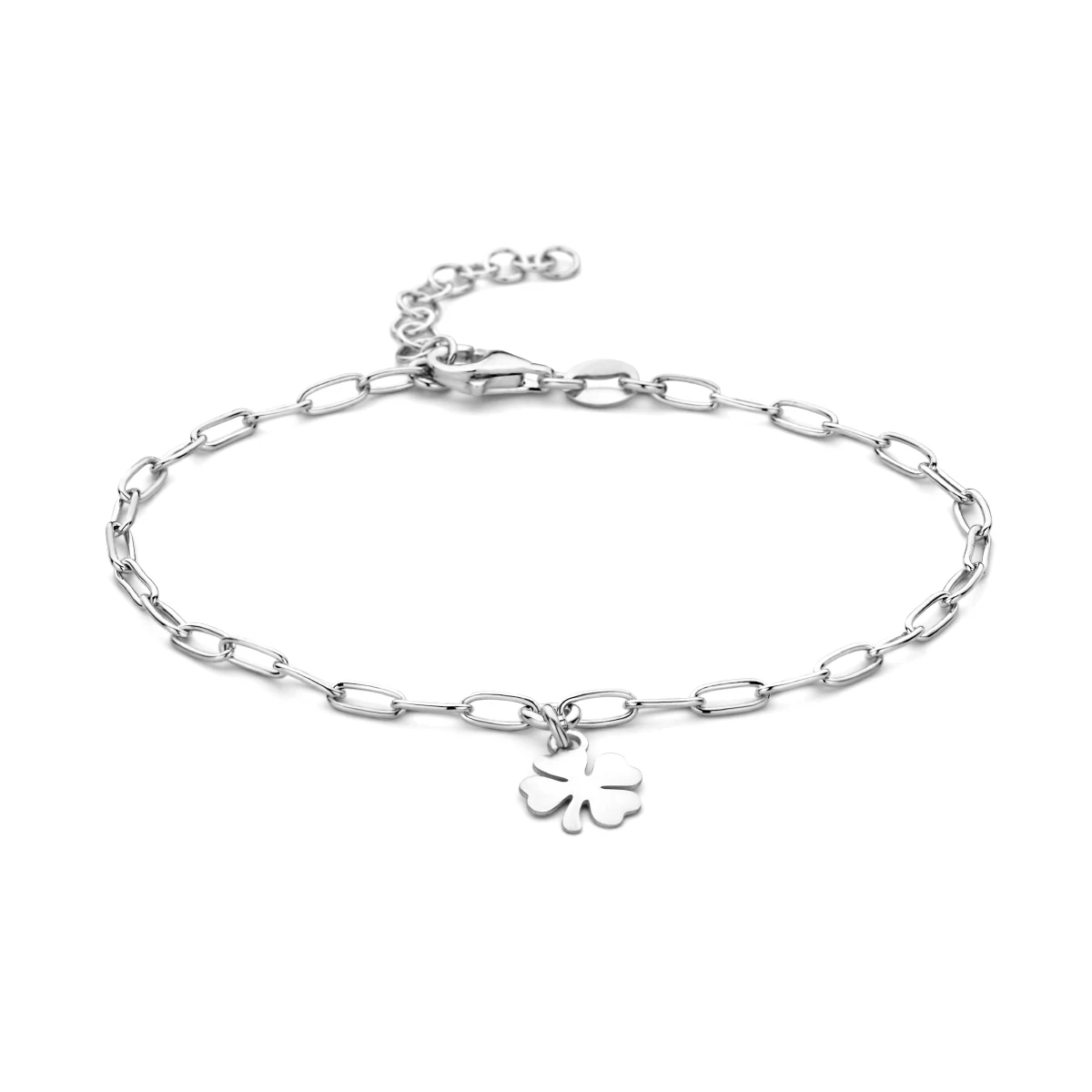 armband klaver 16 + 3 cm zilver gerhodineerd