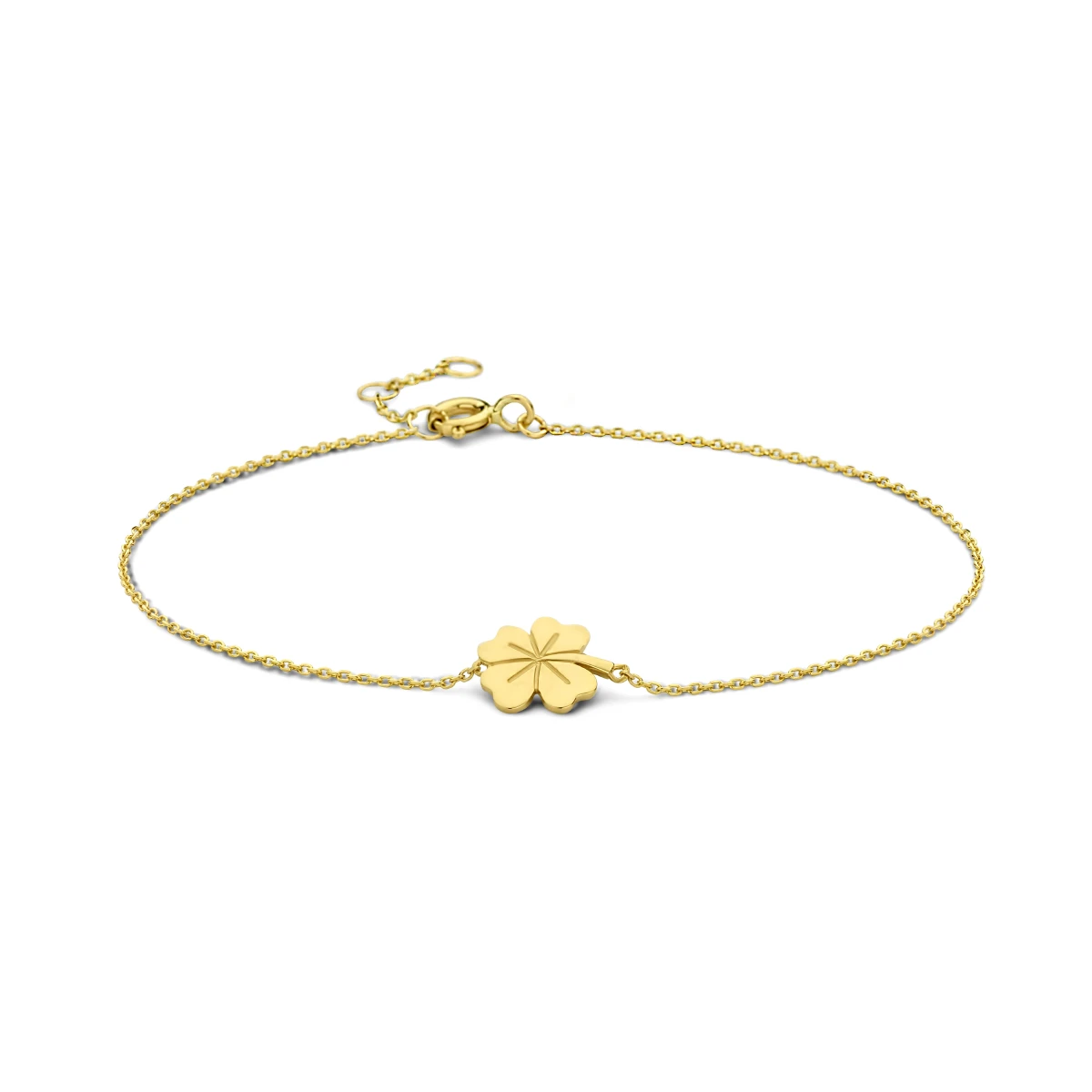 armband klavertje 16,5 - 17,5 - 18,5 cm 14K geelgoud
