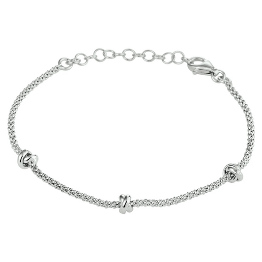 armband knopen 4,5 mm 16 + 3 cm zilver gerhodineerd