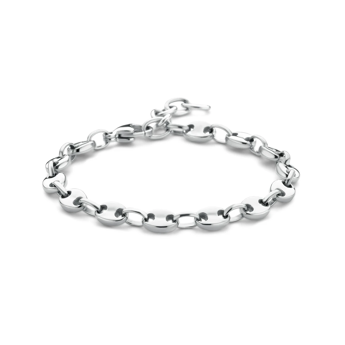 armband koffieboon 16 + 3 cm edelstaal