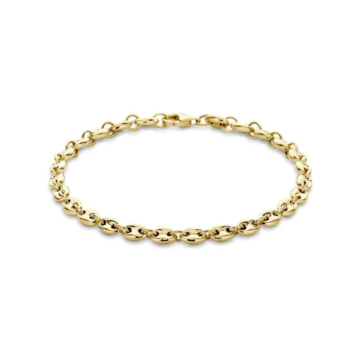 armband koffieboon 4,2 mm 18 cm 14K geelgoud