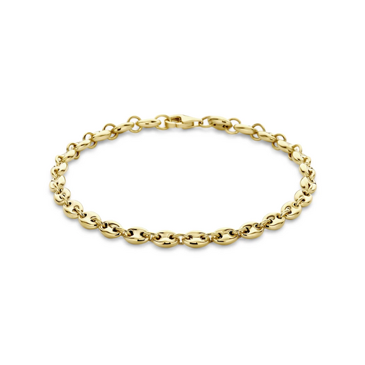 armband koffieboon 4,2 mm 18 cm 14K geelgoud