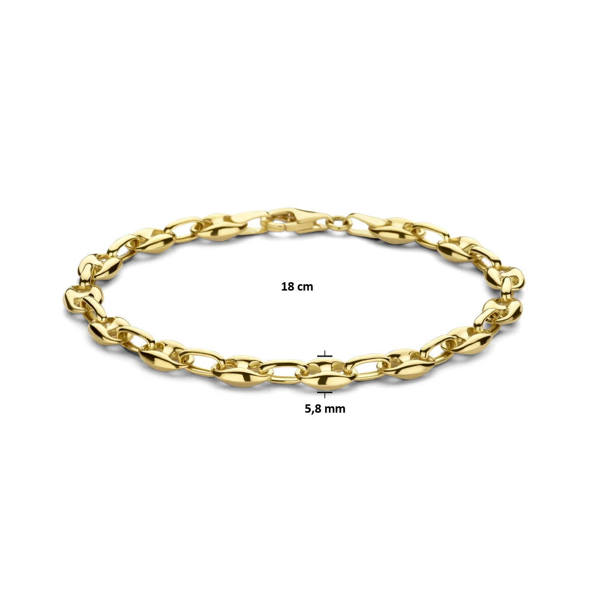 armband koffieboon 5,8 mm 18 cm 14K geelgoud