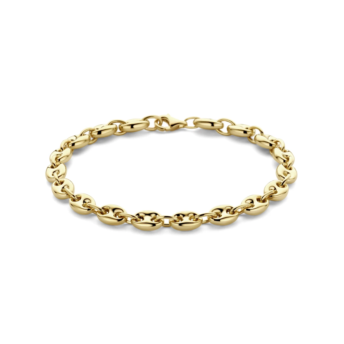 armband koffieboon 6 mm 19 cm 14K geelgoud