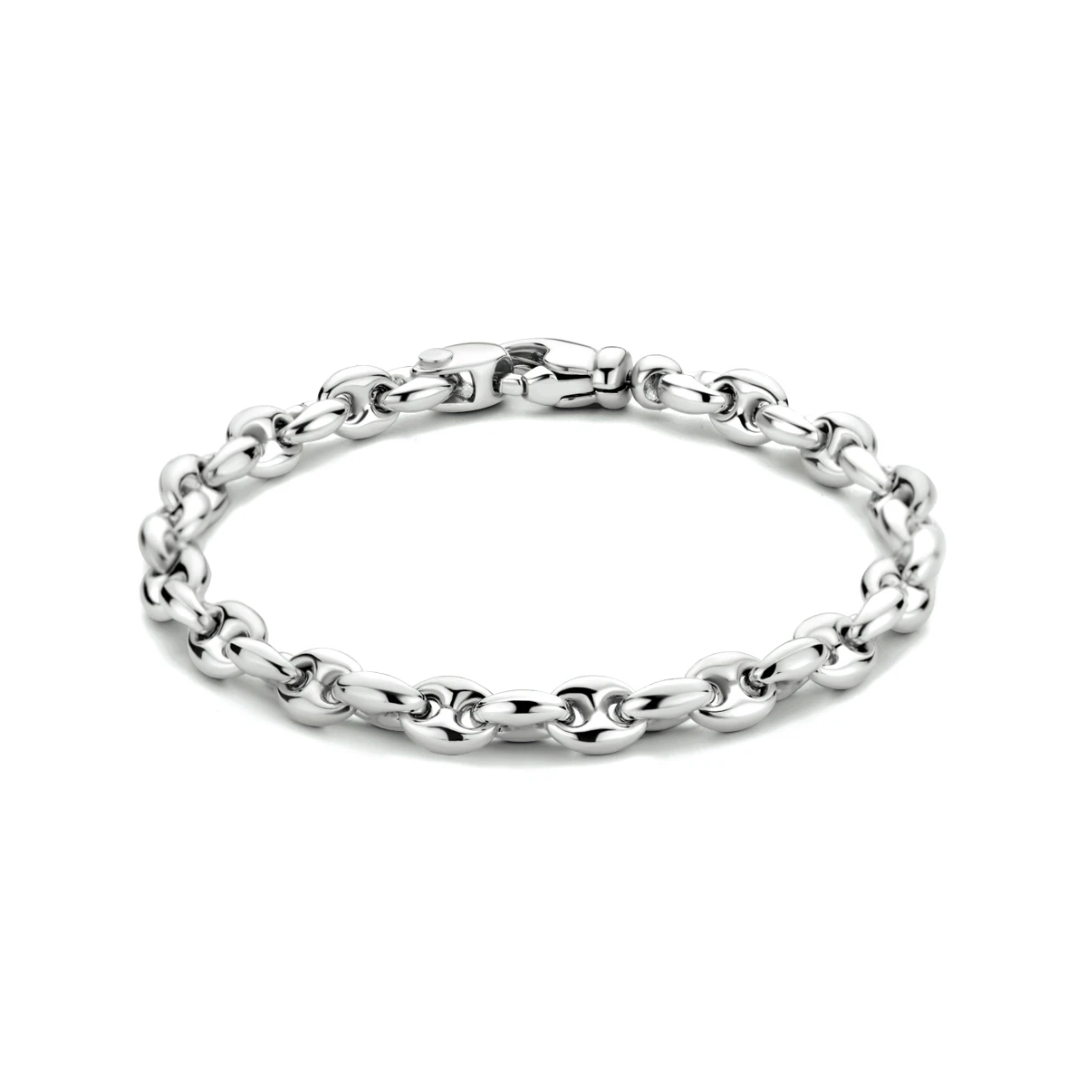 armband koffieboon 6,2 mm 19 cm zilver gerhodineerd