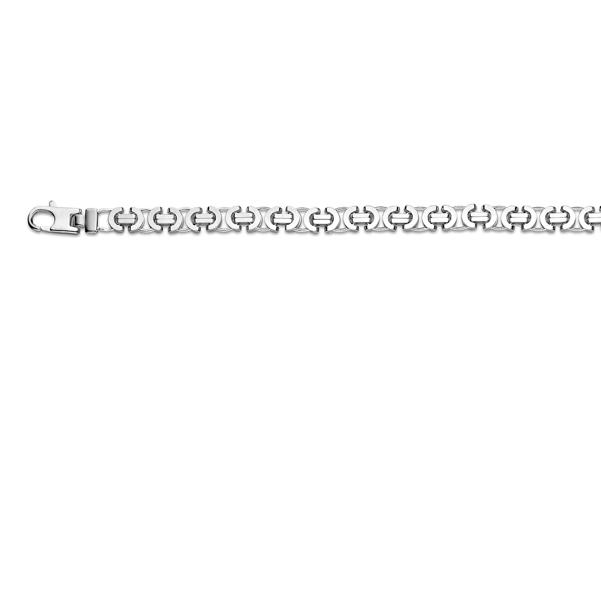 armband konings plat 6,5 mm zilver gerhodineerd