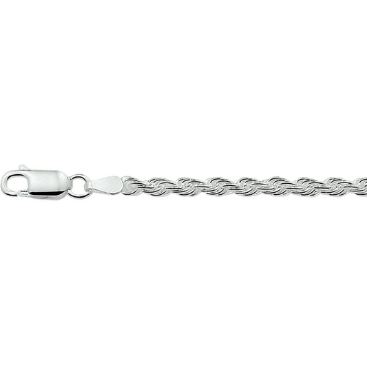 armband koord 3 mm 19 cm zilver gerhodineerd