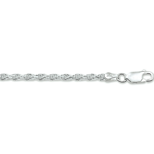 armband koord gediamanteerd 2,2 mm zilver gerhodineerd