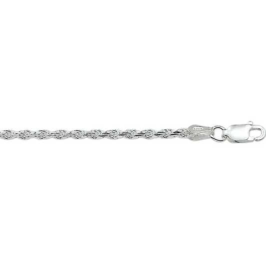 armband koord gediamanteerd 2,8 mm 19 cm zilver gerhodineerd