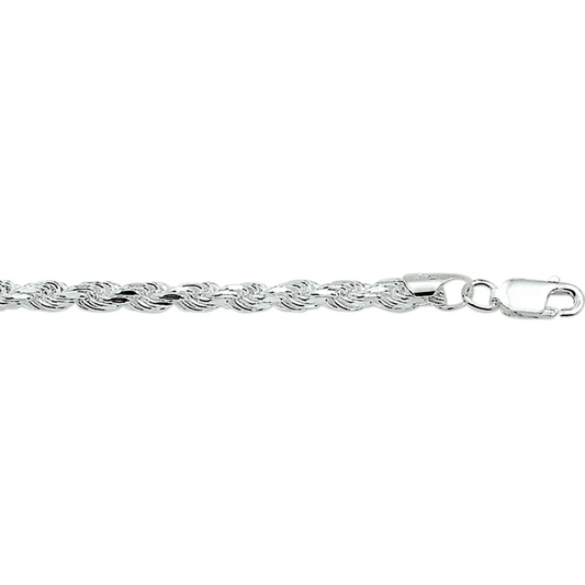 armband koord gediamanteerd 3,2 mm 19 cm zilver gerhodineerd
