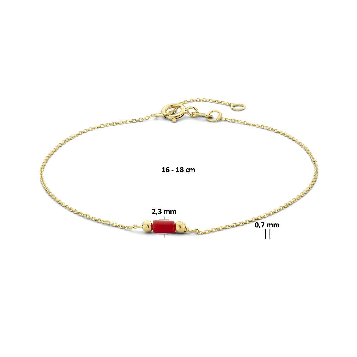armband koraal 16 - 18 cm 14K geelgoud