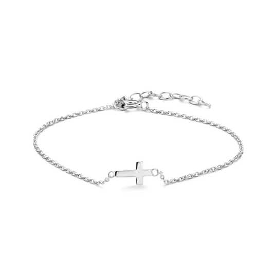armband kruis 16 + 3 cm zilver gerhodineerd