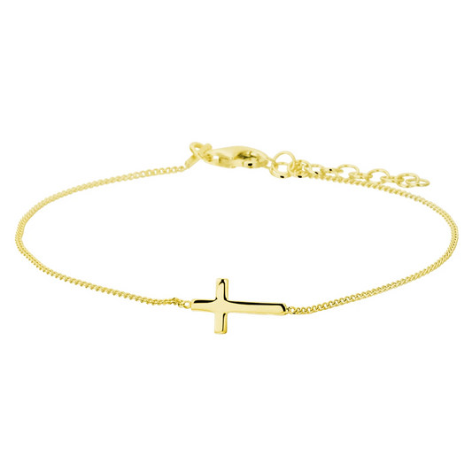armband kruis 17 + 3 cm 3 micron zilver verguld (geel)