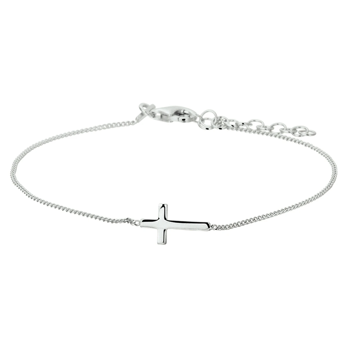 armband kruis 17 + 3 cm zilver gerhodineerd