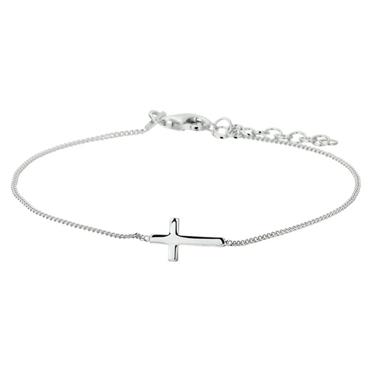 armband kruis 17 + 3 cm zilver gerhodineerd