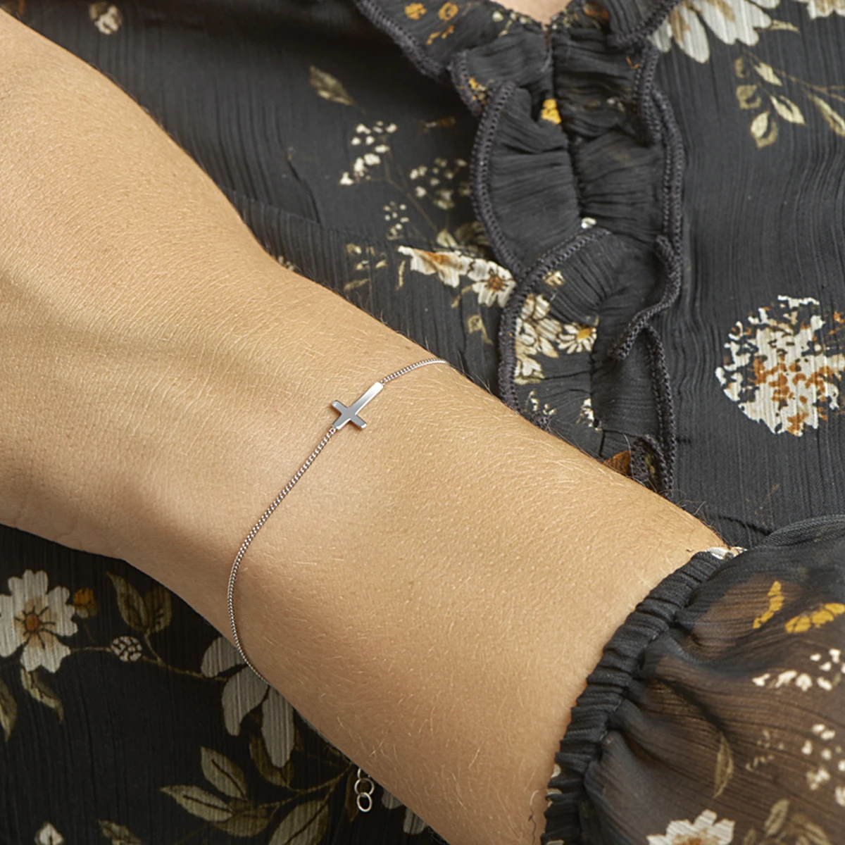 armband kruis 17 + 3 cm zilver gerhodineerd