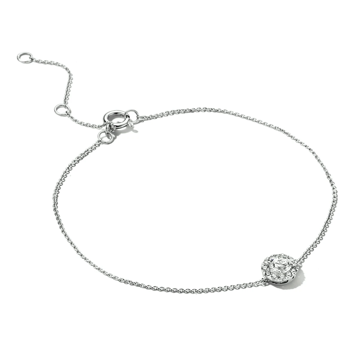 armband lab grown diamant 15,5 - 17,5 - 19,5 cm 0.33ct h si halo 14K witgoud met palladium