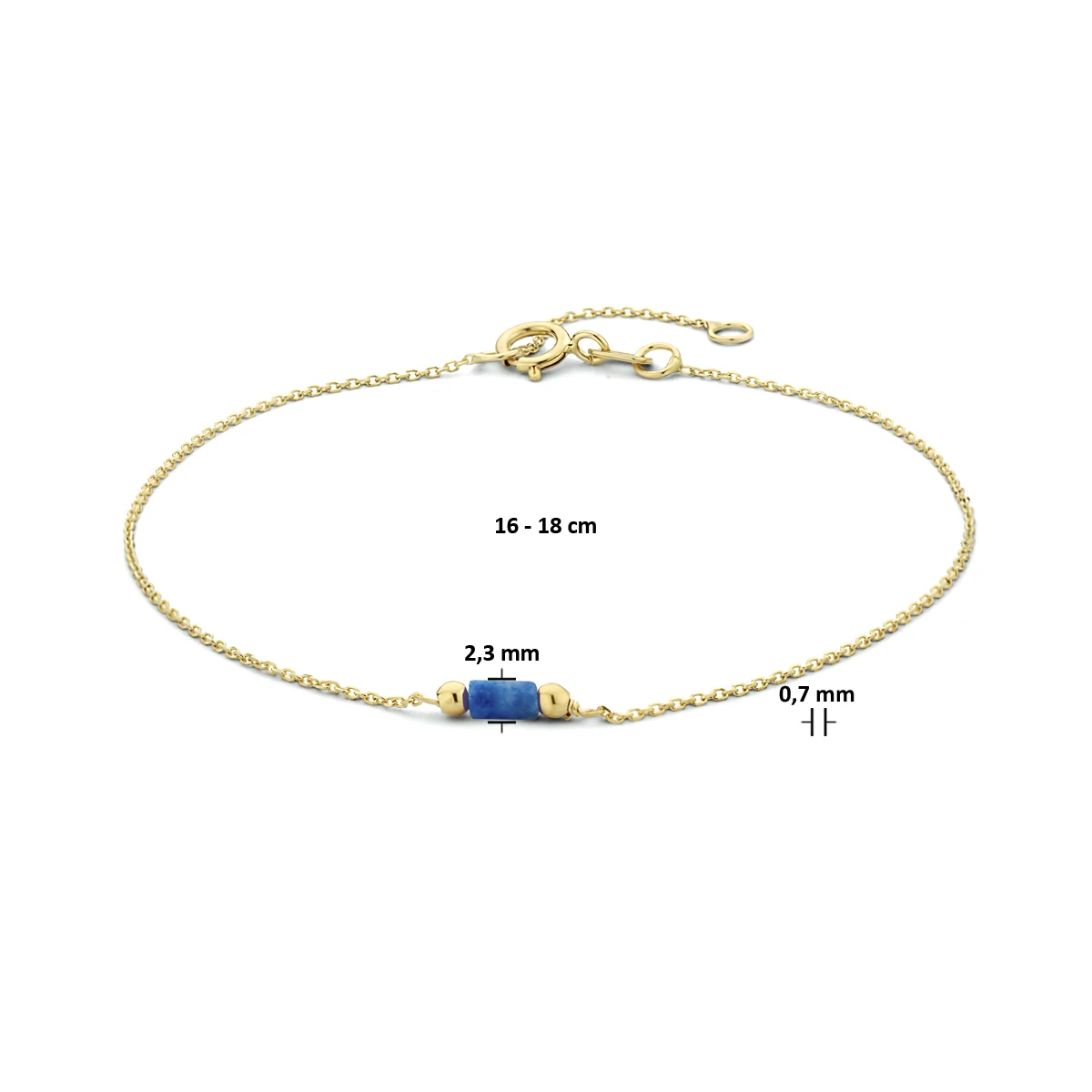 armband lapis 16 - 18 cm 14K geelgoud